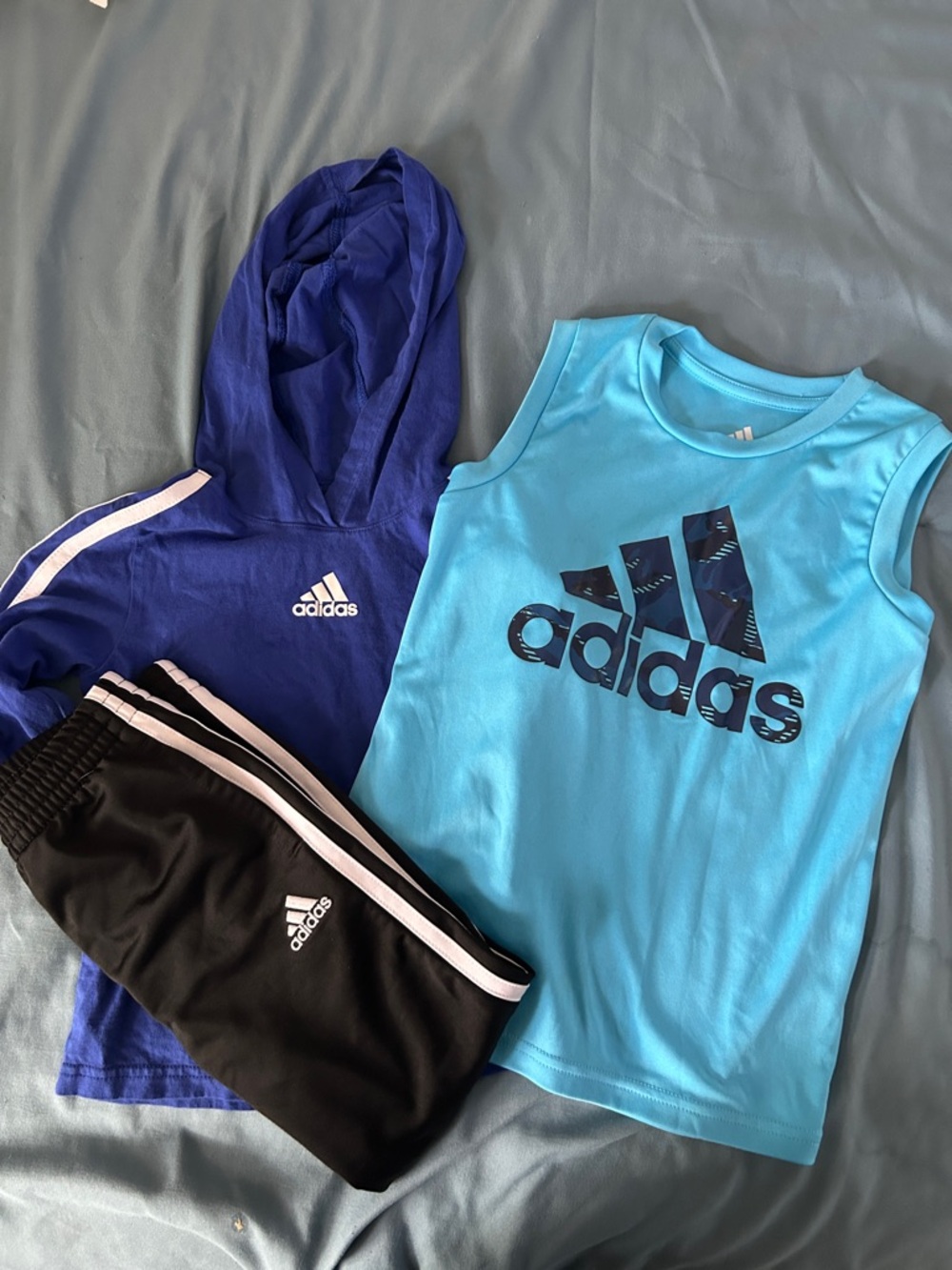 adidas Kids Light Blue Tank Top with Navy Logo